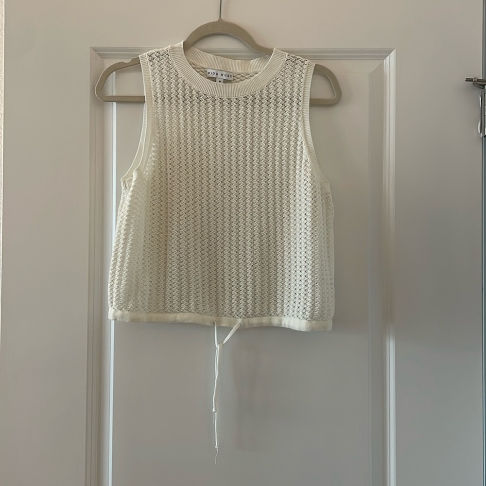 Miou Muse white knit tank